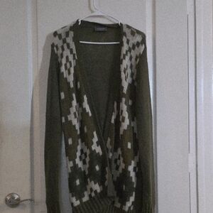 Wooden Ships Olive Green Patterned Women's Sweater